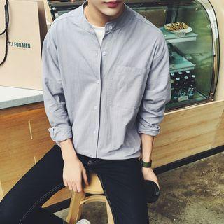 Plain Band Collar Shirt