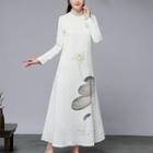 Traditional Chinese Long-sleeve A-line Midi Dress