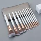 Set Of 12: Makeup Brush With Bag Set Of 12 - Gold & White - One Size
