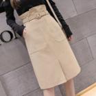 Belt-waist Fitted Skirt