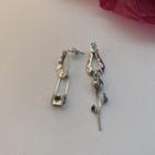 Asymmetrical Drop Earring 1 Pair - Silver Needle - Silver - One Size