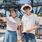 Couple Matching Lettering Embroidered Short-sleeve T-shirt