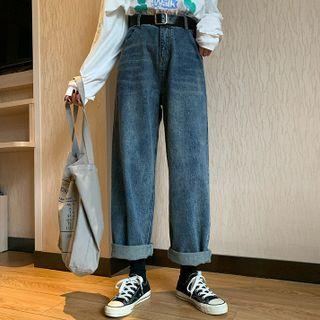 High-waits Straight-leg Jeans