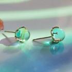 Rhinestone Ear Stud 1 Pair - Silver Needle - Blue - One Size