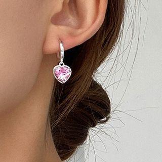 Heart Rhinestone Sterling Silver Pendant Necklace / Dangle Earring / Bracelet / Ring