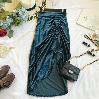Midi Velvet Pencil Skirt