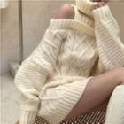Turtle-neck Loose-fit Sweater Off-white - One Size
