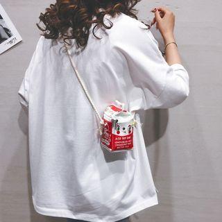 Color Block Cartoon Lettering Crossbody Bag