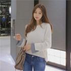 Long-sleeve Stripe Layered-edge Knit Top