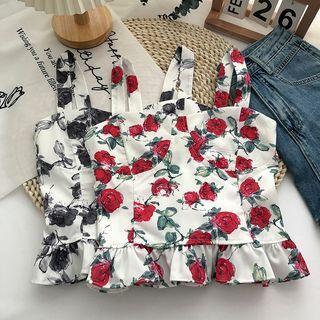 Ruffle Floral Cropped Camisole Top