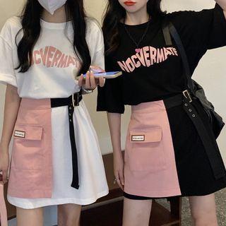 Short-sleeve Lettering T-shirt Dress / Skirt