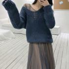 Plain Sweater / Long Sleeve Mesh Dress