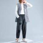 Gingham Ripped Buttoned Vest Gingham - One Size