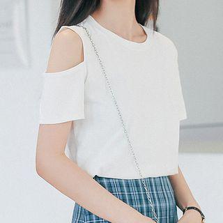 Cold-shoudler Short-sleeve T-shirt