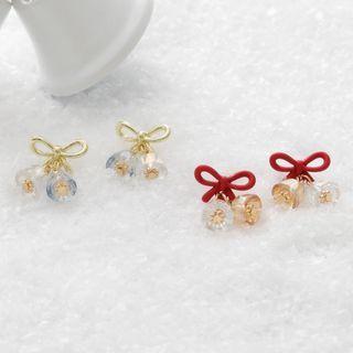 Bow Faux Crystal Bell Dangle Earring
