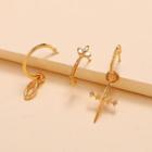 Set Of 3: Alloy Earring (assorted Designs) 1 Pair - Gold - One Size