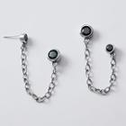 Rhinestone Chain Stud Earring 1 Pair - S925 Sterling Silver Earring - One Size