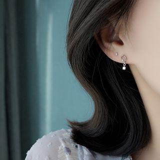 Rhinestone Stud Earring 1 Pair - 925 Silver - Silver - One Size