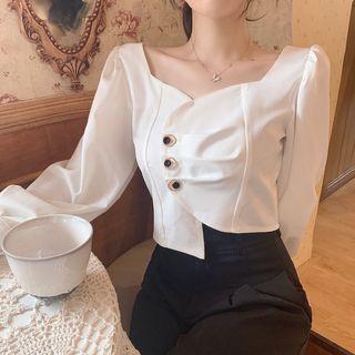 Long Sleeve Square Neck Cropped Shirt
