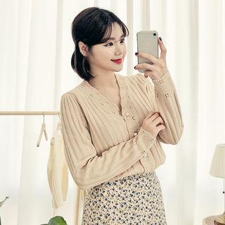 Faux-pearl Button Pastel Cardigan