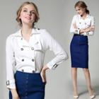 Belted-cuff Double-breasted Shirt