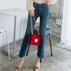 Frayed Washed Boot-cut Jeans