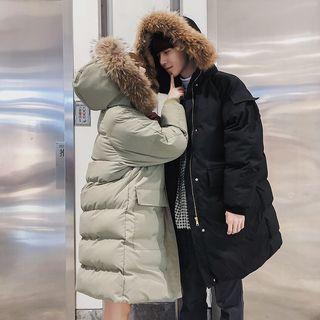 Faux Fur-trim Hooded Padded Coat