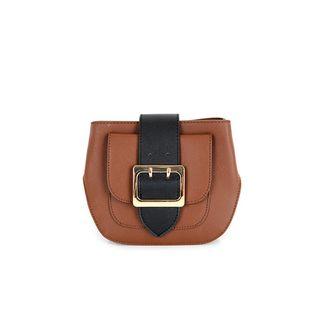 Contrast-buckle Shoulder Bag
