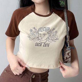 Angel Print Cropped T-shirt