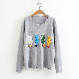 Cat Appliqu  Sweater