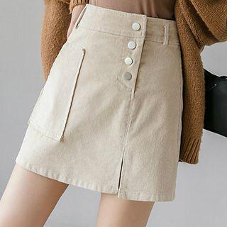 Corduroy Mini Fitted Skirt