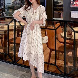 Heart Print Asymmetric Hem A-line Dress