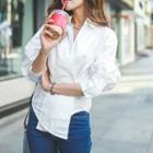 Long-sleeve Shirred Shirt