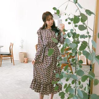 Floral Print Ruffle-trim Maxi Dress