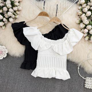 Plain Ruffled Crop Blouse