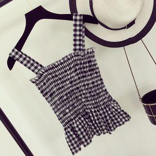 Check Ruffled Camisole Top