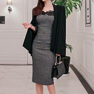 Set: Cape Jacket + Lace-panel Dress