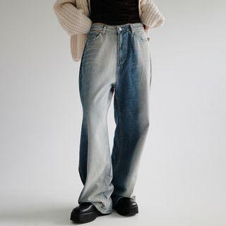 High-waist Washed Wide-leg Boyfriend Jeans