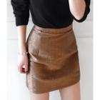 Zip-back Metallic Mini Skirt