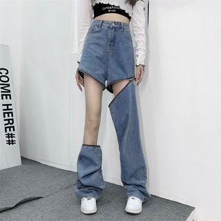 Mid Rise Detachable Loose Fit Jeans