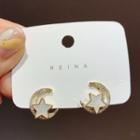 Diamond Star Moon Earrings Gold - One Size