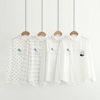 Cat Embroidered Shirt (various Designs)