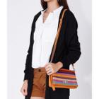 Multicolor Stripe Twist-lock Convertible Handbag Camel - One Size