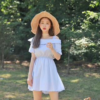 Off-shoulder A-line Minidress
