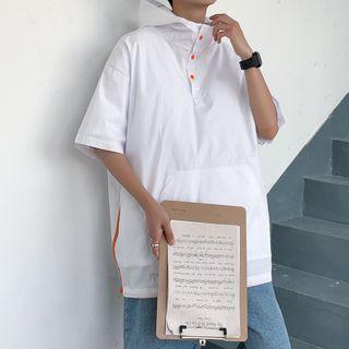 Elbow-sleeve Slit Side Hoodie