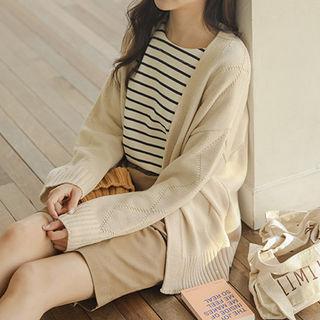 Punched Rib-knit Cardigan