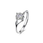 925 Sterling Silver Fashion Elegant Openwork Geometric Adjustable Ring With Cubic Zircon Silver - One Size