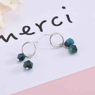925 Sterling Silver Faux Crystal Dangle Earring 1 Pair - Es1004 Silver - One Size