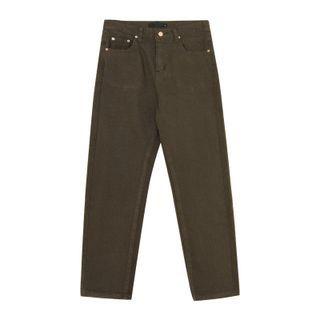 High-waist Fleece-lined Cropped Shift Jeans