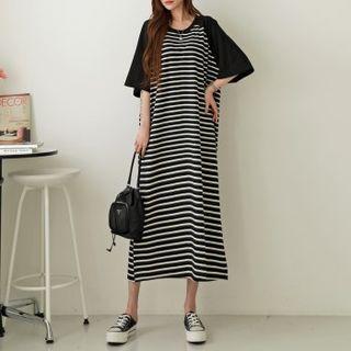 Raglan Stripe Maxi T-shirt Dress